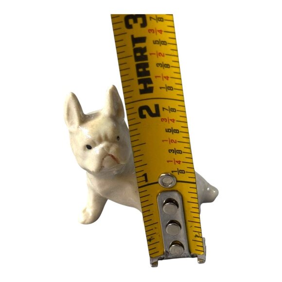 Vintage Ceramic French Bulldog Figurines Set O 3 White Glossy Lustre Finish Mini - Picture 3 of 10